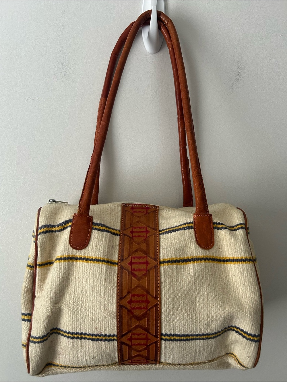 Vintage Southwestern Aztec inspired boho duffel handbag